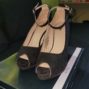 Black Mossimo Peep Toe Wedge Heels